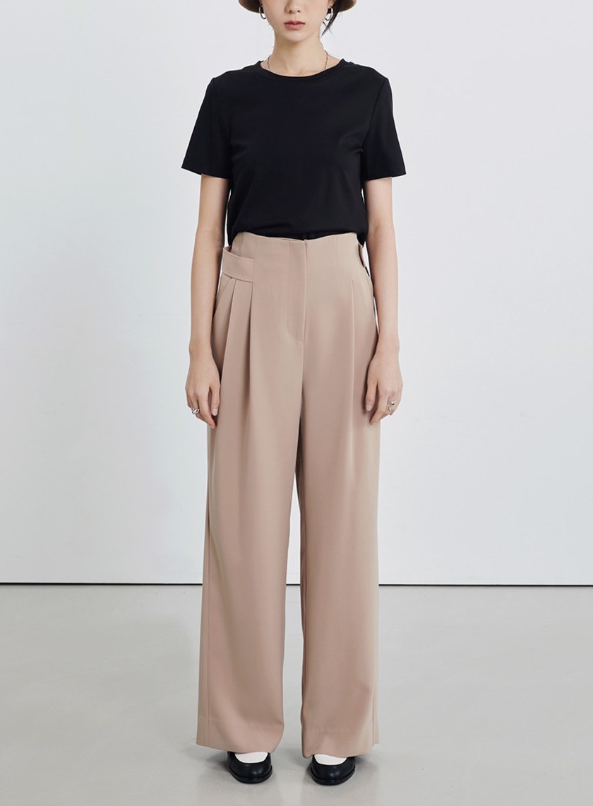 裝飾腰帶高腰寬褲